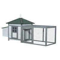 Pollaio da Giardino Prefabbricato in Legno 196x76x97cm, Bianco e Grigio