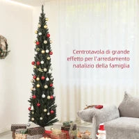 Albero di Natale Slim Alto 225 cm Salvaspazio con 538 Rami con Base in Acciaio per Interni, Verde
