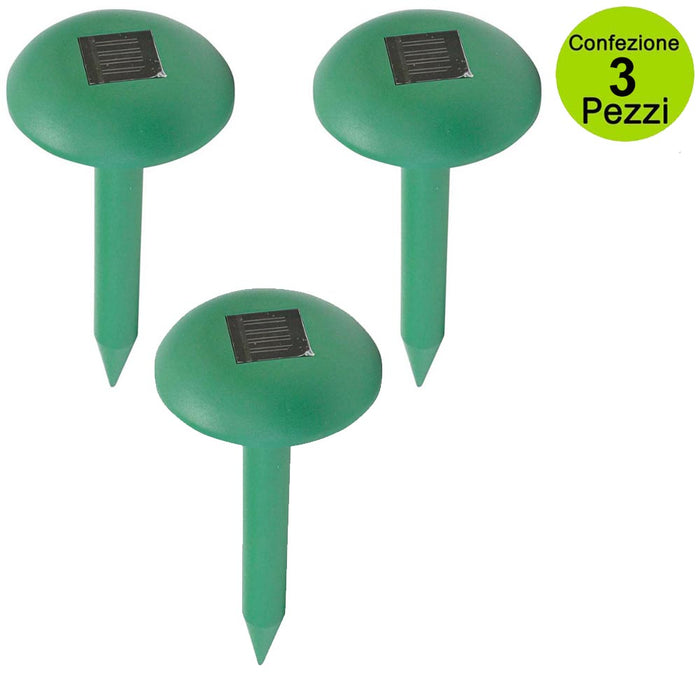 Multipack da 3 pz scacciatalpe e roditori con pannello solare repellente talpe e roditori raggio 400 m2