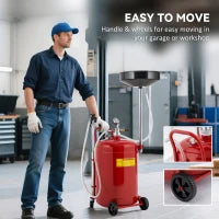 Carrello di recupero dell'olio usato da 68L, con ruote e altezza regolabile 101-141 cm, Rosso