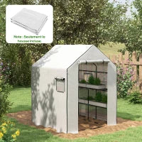 Copertura di Ricambio per Serra da Giardino con Finestra e Porta a Chiusura Lampo Anti-UV, 140 x 143 x 190 cm, Bianco