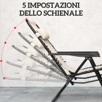 Set 2 Sedie Sdraio a Gravità Zero Pieghevoli con Schienale Regolabile e Tavolino, Beige