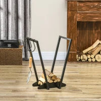 Scaffale Portalegna con Ganci da Esterno e Interno in Acciaio, 45x32x58cm, Nero