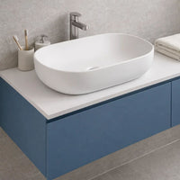 Lavabo da appoggio ceramica bianco ovale arredo bagno lavandino 60x40x15 cm *** finitura- opaco, confezione 1