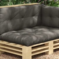 Set 3 Cuscini da Giardino per Divani e Pallet in Poliestere con Imbottitura Spessa, Grigio Carbone