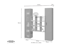 Parete attrezzata sospesa moderna armadio libreria vetrina antracite Tilla RT