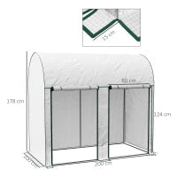 Serra da Giardino da 2 m², 2 Porte Avvolgibili, Copertura in PE 140g/m² Anti-UV, 2x1x1.78m, Bianco