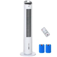 Climatizzatore Raffrescatore d'Aria 4 in 1, Ventilatore a Colonna, Umidificatore, Purificatore, Oscillante, Timer, 3 Modalità, 3 Velocità, Telecomando, Serbatoio 2L con 2 Blocchi Refrigeranti, Bianco