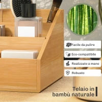 Organizer da Scrivania in Bambù con 2 Cassetti e 7 Scomparti Portaoggetti, 33x20.5x15.5 cm