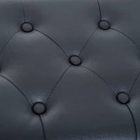 Sgabello per Pianoforte Trapuntato con Vano Contenitore, in Legno e Pelle PU, 54.5x33x48-58 cm, Nero