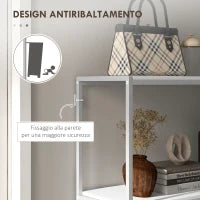 Tavolo Consolle da Ingresso con Ripiano Aperto, in Acciaio e Truciolato, 100x30x87 cm, Bianco