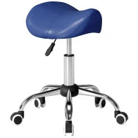 Sgabello a rotelle, sedia da lavoro con altezza regolabile 49-61 cm e sella ergonomica, 52x53x49-61cm, blu