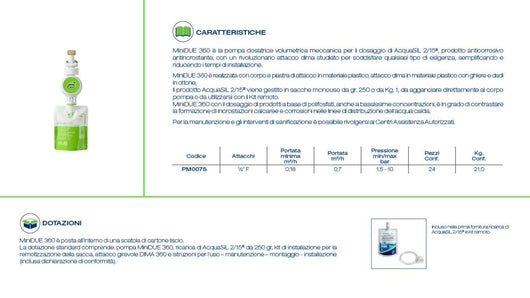 Acqua brevetti pompa dosatrice anticalcare MiniDue 360° da 1/2" - PM007S