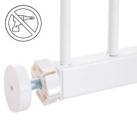 Cancellino per Cani di Sicurezza Estensibile da 76-107cm Montaggio a Pressione, Metallo e Plastica, Bianco