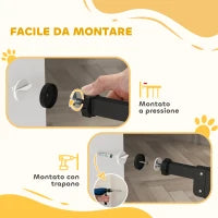 Cancellino per Cani Regolabile Alto con Porta Piccola e Chiusura Automatica, 74-80x104cm, Nero