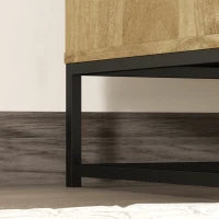 Credenza da Soggiorno a 2 Livelli con Ripiano Regolabile, in Legno e Acciaio, 80x40x78 cm, Marrone e Nero