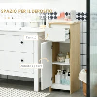 kleankin Mobile Bagno con Cassetto e Armadietto con Ripiano Regolabile Interno, in MDF, 32.6x30x90 cm