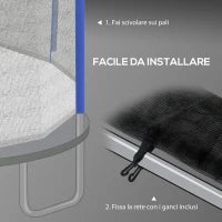 Rete di Protezione per Trampolini a 6 Pali con Ingresso con Cerniera, in PE, Ø305x180 cm, Nero e Blu