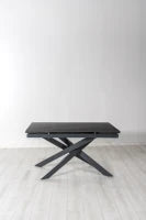 E-STYLO Tavolo allungabile con top in ceramica marmo nero e base in metallo verniciato nero, 80cm X 140 /200cm H. 76cm.