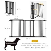 Cancelletto per Cani Taglia Media a 3 Pannelli con Doppio Sistema di Blocco, 206x90cm, Nero