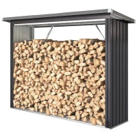 Legnaia con pavimento rialzato e tetto inclinato, in acciaio zincato 213x66,5x150cm Grigio