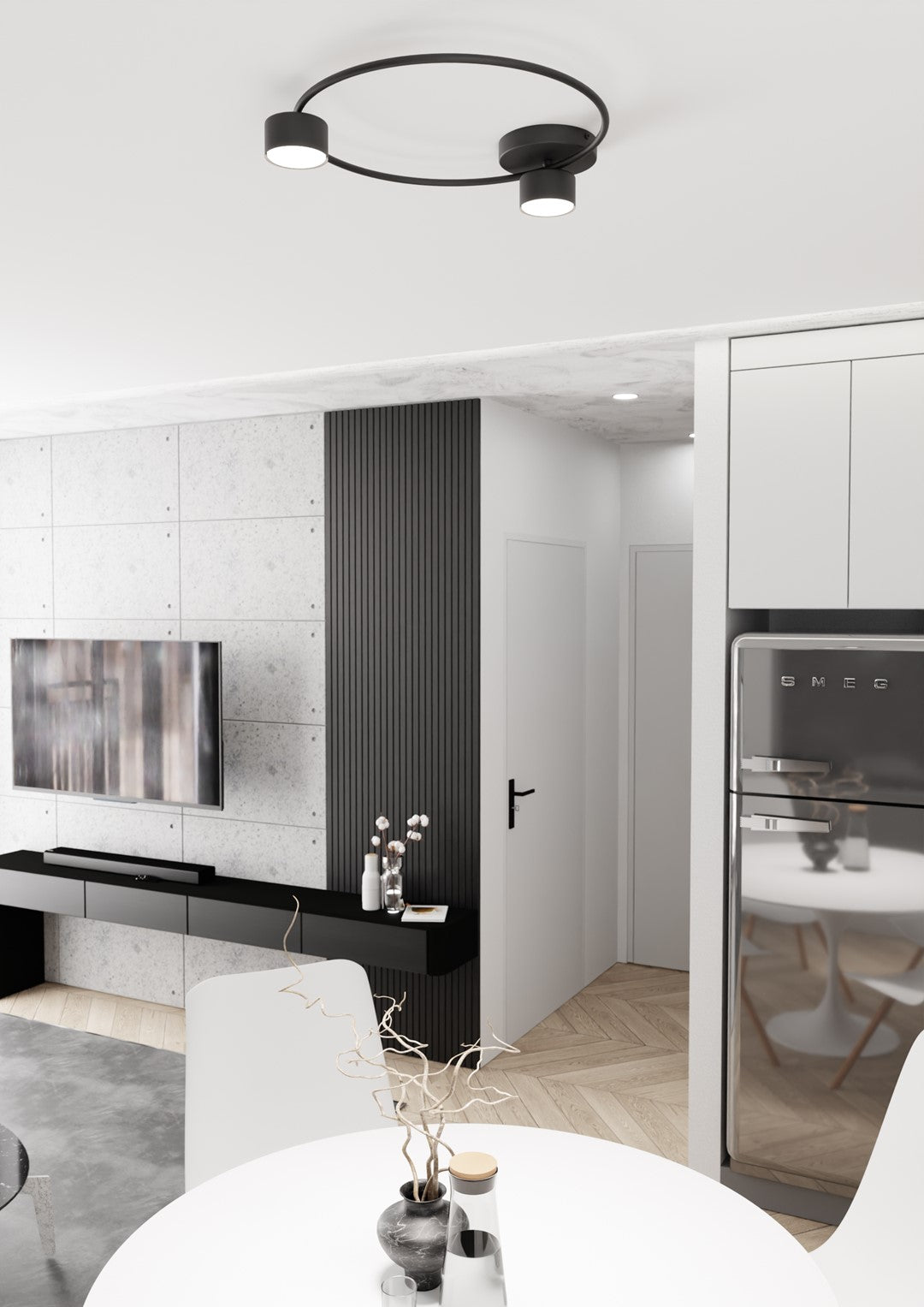 Plafoniera Moderna Zeus Acciaio Nero 2 Luci Gx53 Ip20