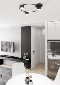 Plafoniera Moderna Zeus Acciaio Nero 3 Luci Gx53 Ip20