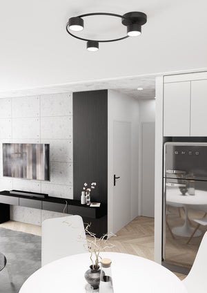 Plafoniera Moderna Zeus Acciaio Nero 3 Luci Gx53 Ip20