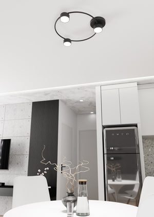 Plafoniera Moderna Zeus Acciaio Nero 3 Luci Gx53 Ip20