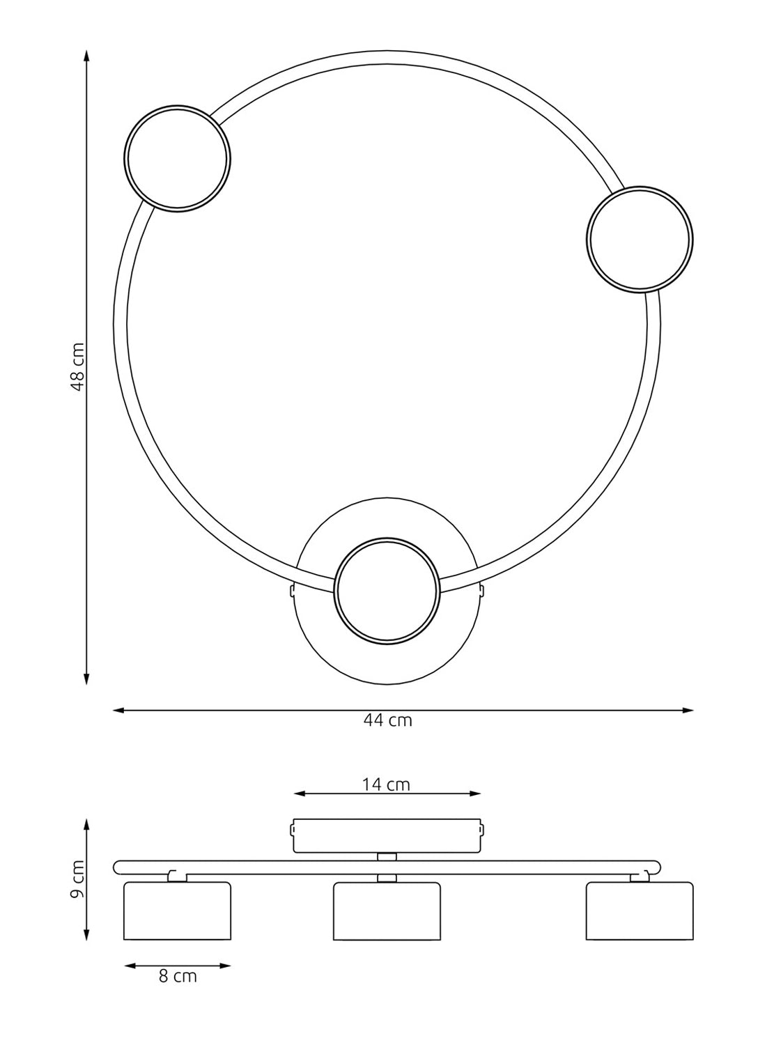 Plafoniera Moderna Zeus Acciaio Nero 3 Luci Gx53 Ip20