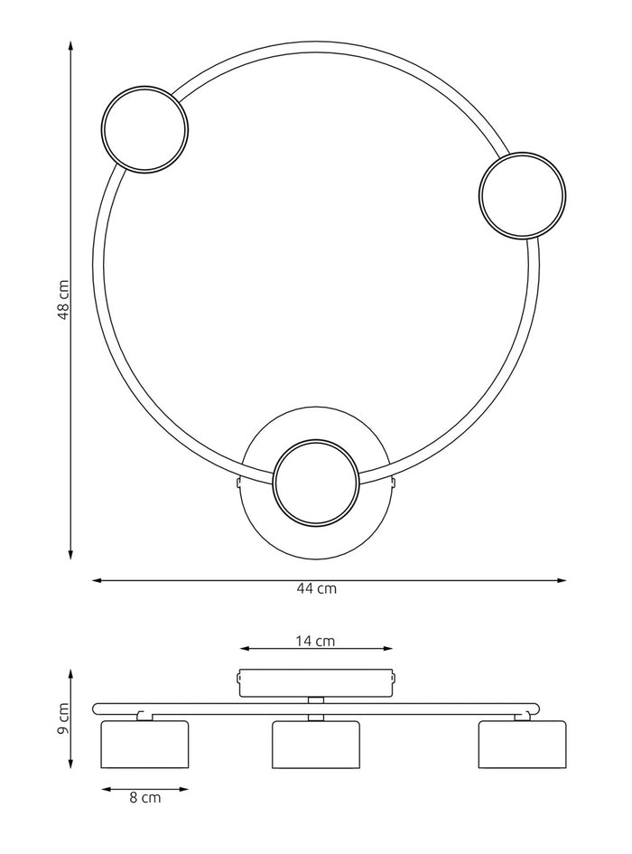 Plafoniera Moderna Zeus Acciaio Nero 3 Luci Gx53 Ip20