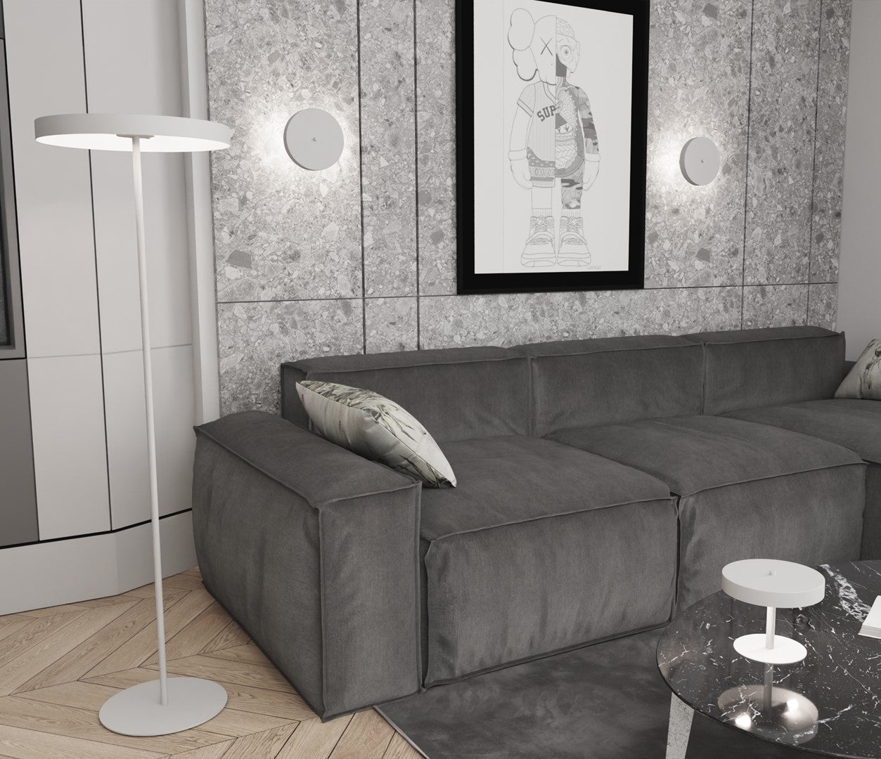 Piantana Minimal Poseidone Acciaio Bianco 3 Luci G9 Ip20