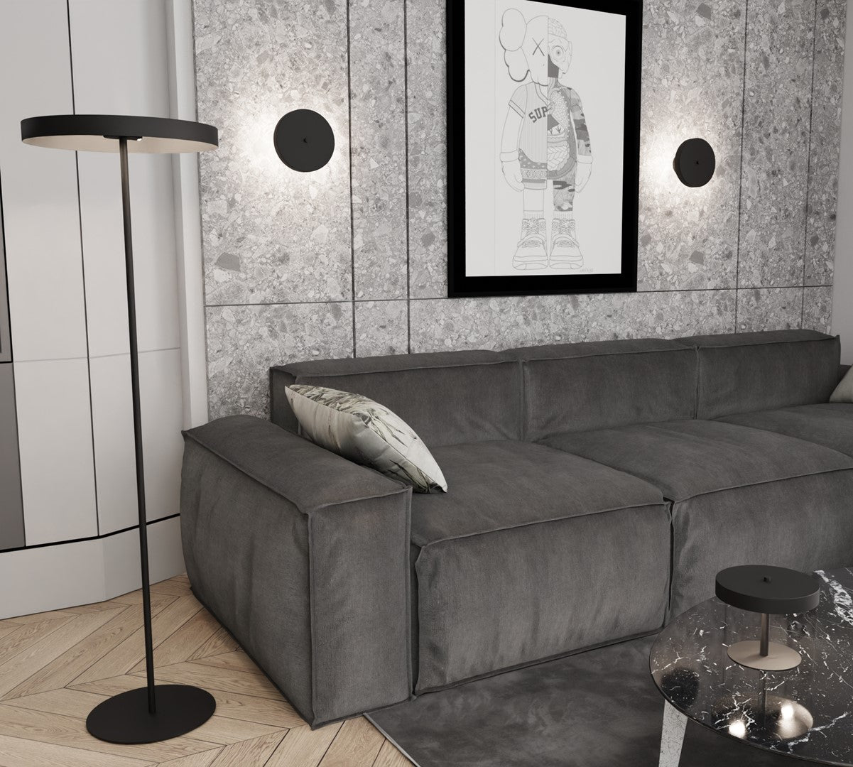 Piantana Minimal Poseidone Acciaio Nero 3 Luci G9 Ip20