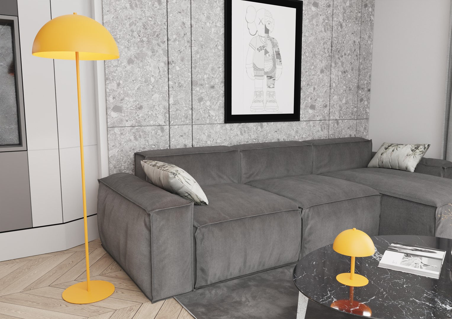 Piantana Moderno Demetra Acciaio Arancione 1 Luce E27 Ip20