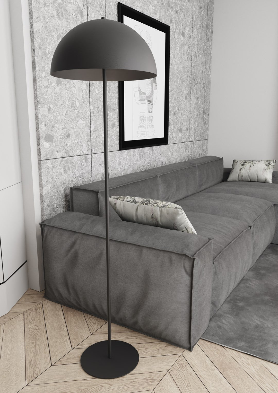 Piantana Moderno Demetra Acciaio Nero 1 Luce E27 Ip20