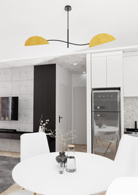 Plafoniera Moderna Ares Acciaio Nero Arancione 2 Luci E14 Ip20