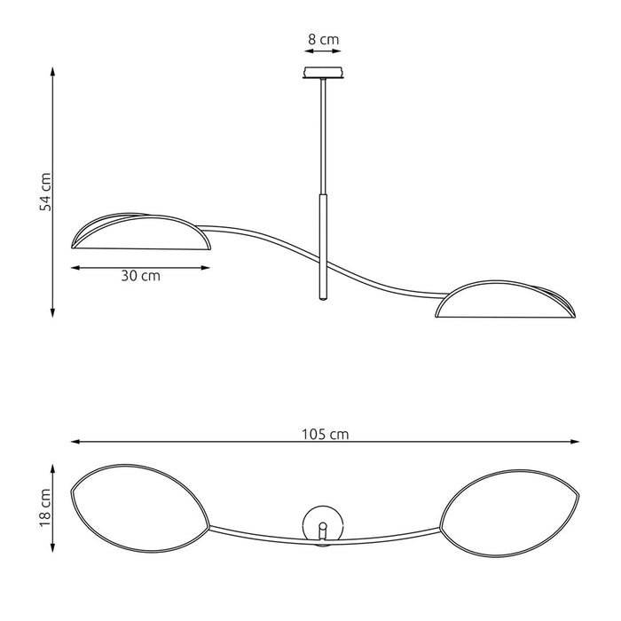 Plafoniera Moderna Ares Acciaio Nero Arancione 2 Luci E14 Ip20