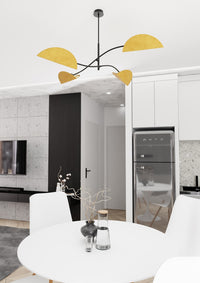 Plafoniera Moderna Ares Acciaio Nero Arancione 4 Luci E14 Ip20