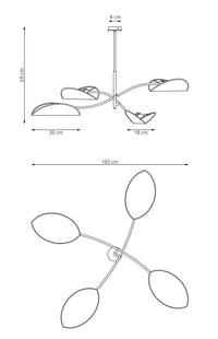 Plafoniera Moderna Ares Acciaio Nero Arancione 4 Luci E14 Ip20