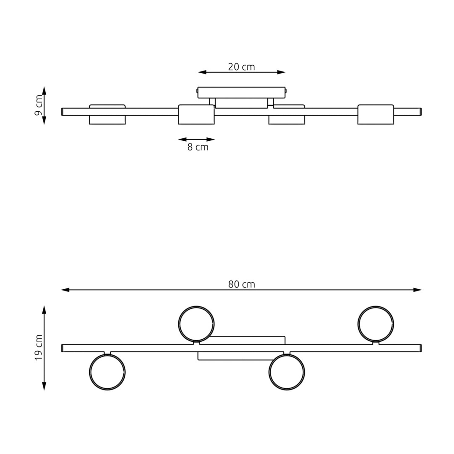 Plafoniera Moderna Apollo Acciaio Nero 4 Luci Gx53 Ip20
