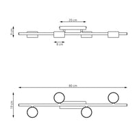 Plafoniera Moderna Apollo Acciaio Nero 4 Luci Gx53 Ip20