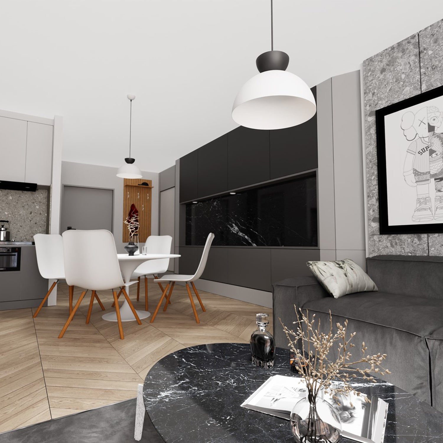 Lampadario Minimal Efesto Acciaio Bianco Nero 1 Luce Gx53 Ip20