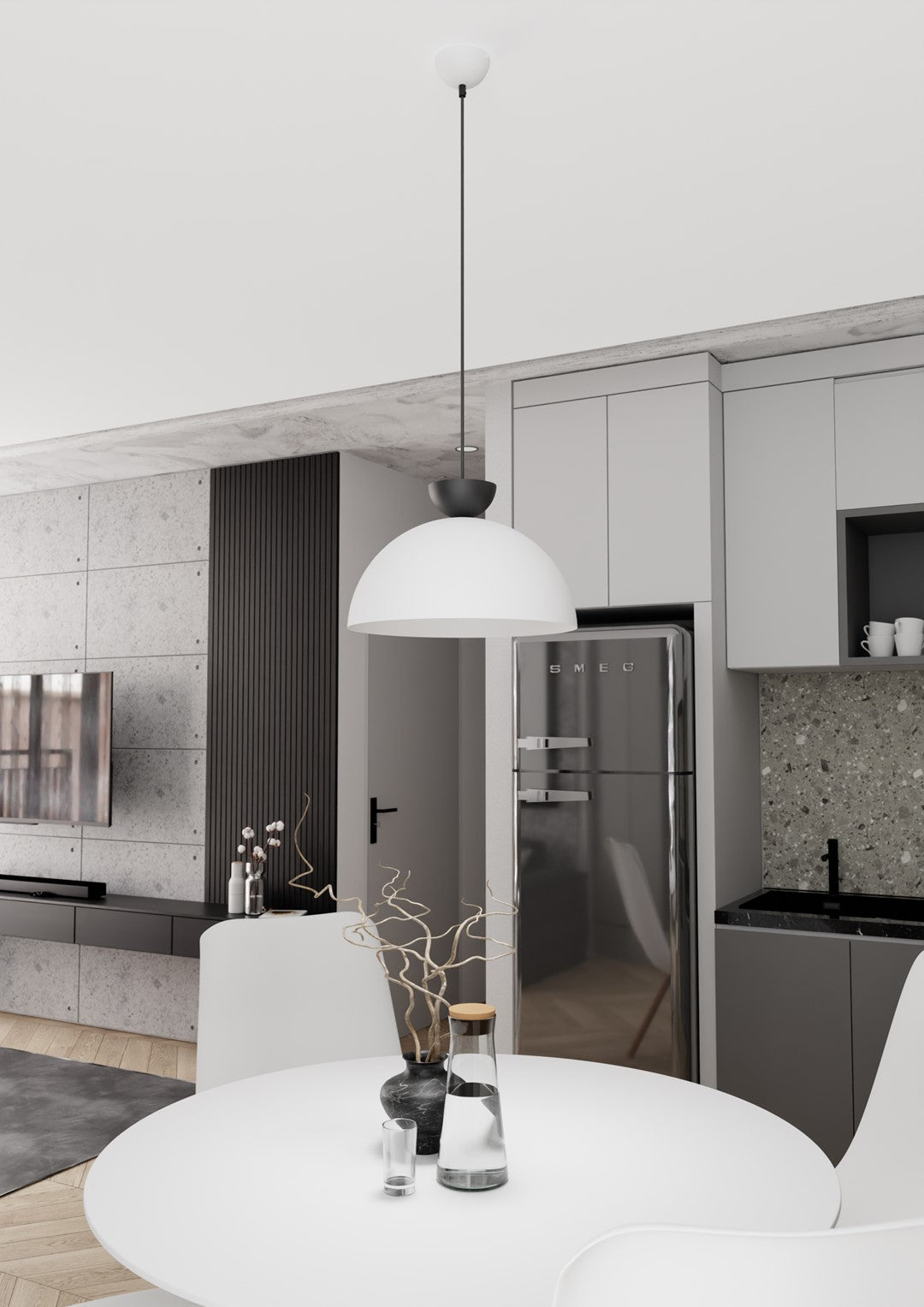 Lampadario Minimal Efesto Acciaio Bianco Nero 1 Luce Gx53