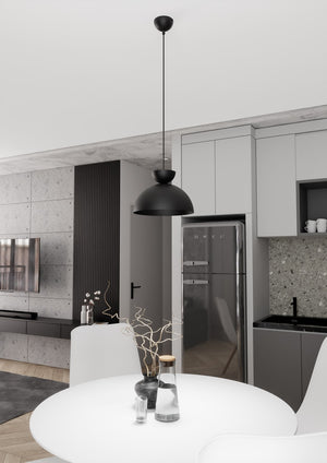 Lampadario Minimal Efesto Acciaio Nero 1 Luce Gx53 Ip20