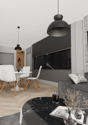 Lampadario Minimal Efesto Acciaio Nero 1 Luce Gx53 Ip20