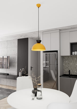 Lampadario Minimal Efesto Acciaio Nero Arancione 1 Luce Gx53 Ip20