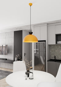 Lampadario Minimal Efesto Acciaio Nero Arancione 1 Luce Gx53