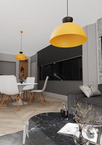 Lampadario Minimal Efesto Acciaio Nero Arancione 1 Luce Gx53