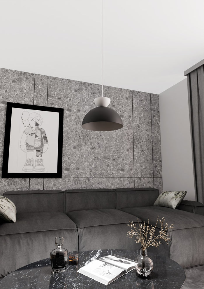 Lampadario Minimal Efesto Acciaio Nero Bianco 1 Luce Gx53 Ip20