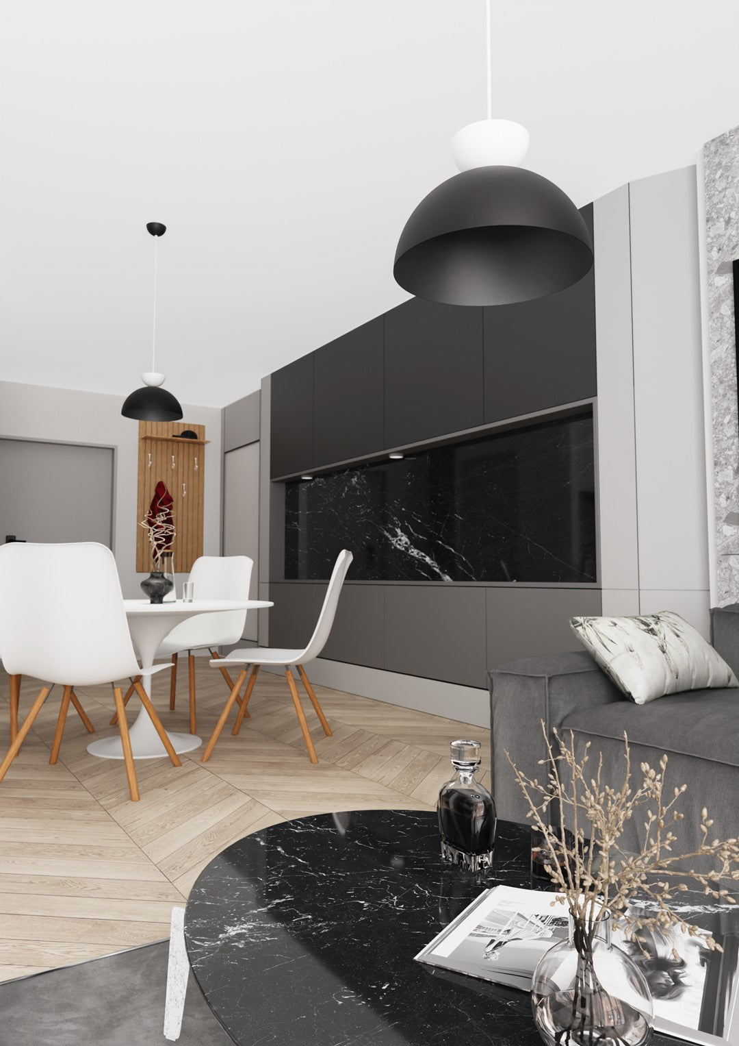 Lampadario Minimal Efesto Acciaio Nero Bianco 1 Luce Gx53 Ip20